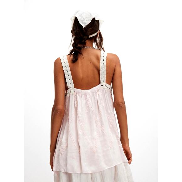 Free People Locked In Love Tunic Bows Ribbon Sweet Pink Combo S - Picture 4 of 4